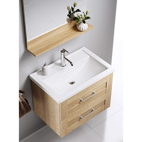 Тумба подвесная с раковиной Aqwella Фостер 80 см FOS01082DS, дуб сонома фото 5