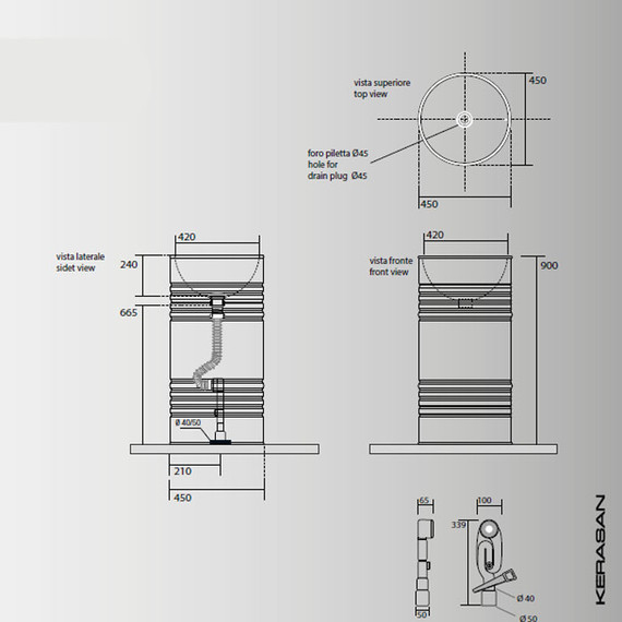 Раковина отдельностоящая Kerasan Artwork Barrel 45 см 4742K01 фото 13
