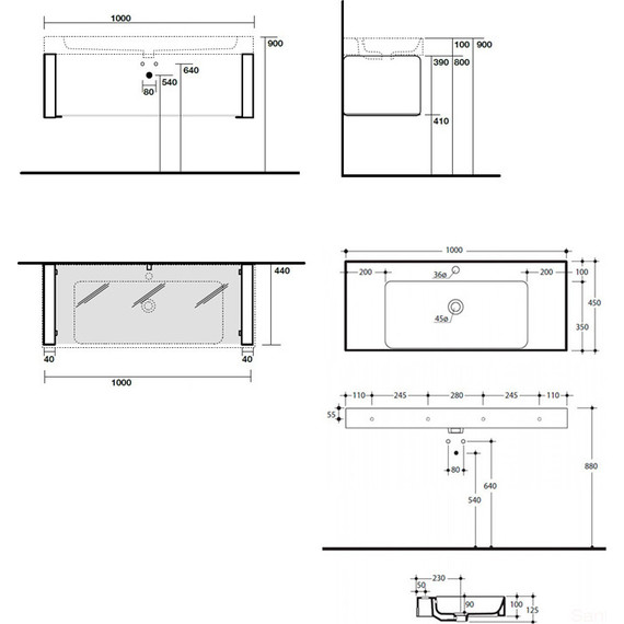 Раковина с консолью Kerasan Cento 100 см 355001*1 фото 2