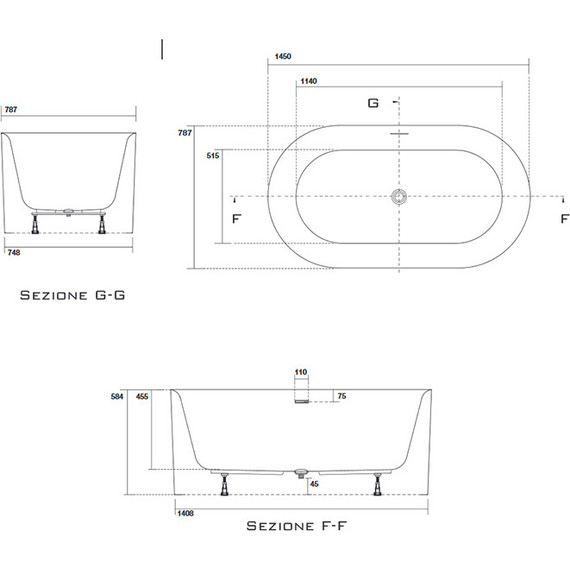 Ванна отдельностоящая Kerasan Nolita 145х80 см 535001 - 6 Ванна отдельностоящая Kerasan Nolita 145х80 см 535001 фото 6