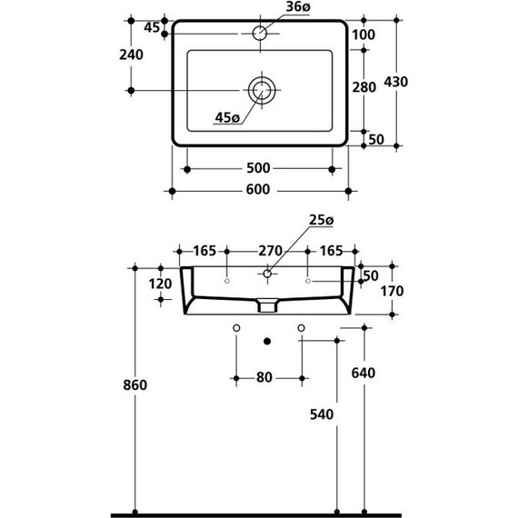 Раковина подвесная Kerasan Ego 60 см 324201*1 - 7 Раковина подвесная Kerasan Ego 60 см 324201*1 фото 7