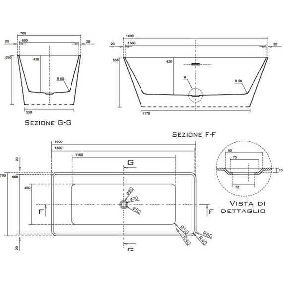 Ванна отдельностоящая Kerasan Ego 160х70 см 743101 - 6 Ванна отдельностоящая Kerasan Ego 160х70 см 743101 фото 6