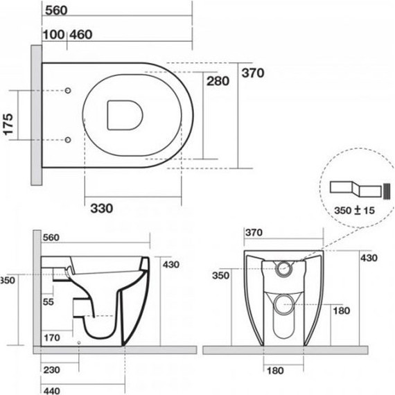 Унитаз приставной Kerasan Flo 311801bi, глубина 560 мм фото 9