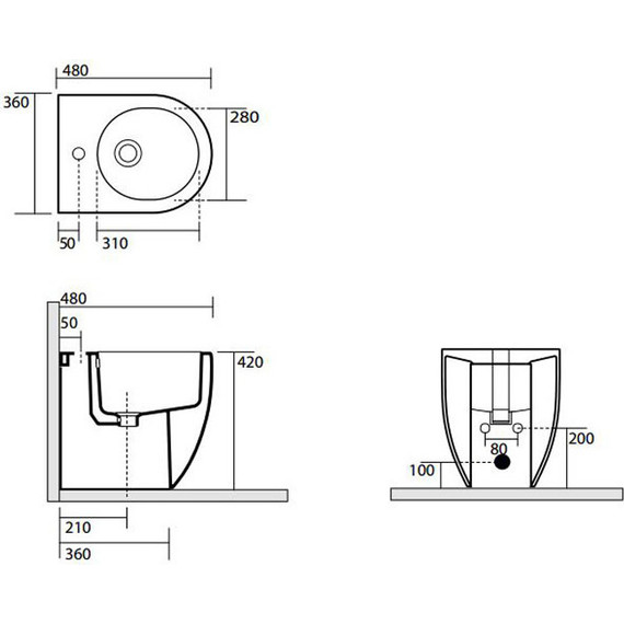 Биде напольное Kerasan Flo 312101*1, глубина 480 мм фото 11
