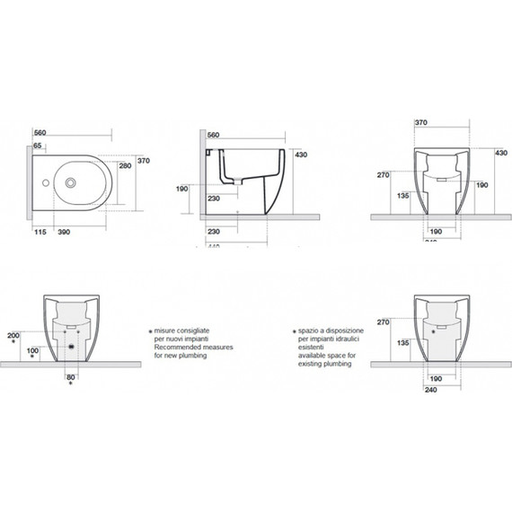 Биде напольное Kerasan Flo 312201*1, глубина 560 мм фото 11