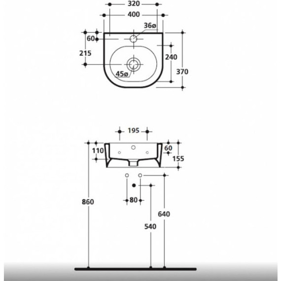 Раковина подвесная Kerasan Flo 40 см 314901bi*1 фото 8