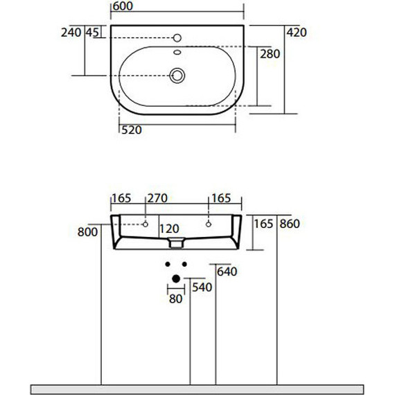 Раковина подвесная Kerasan Flo 60 см 314201*1 фото 9