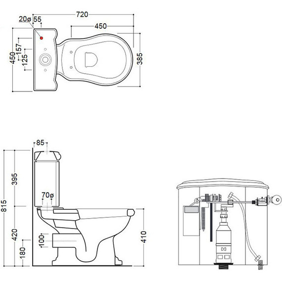 Унитаз-компакт слив горизонтальный Kerasan Retro (101301+107101+756990+760390cr) фото 10