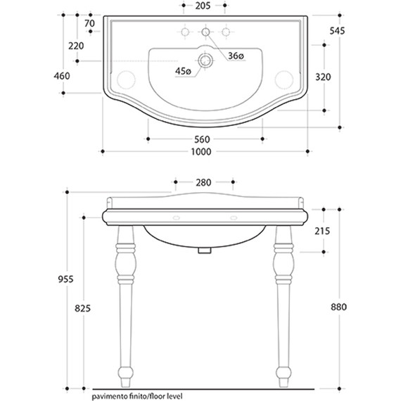 Раковина на ножках Kerasan Retro 100 см 105001*1 - 6 Раковина на ножках Kerasan Retro 100 см 105001*1 фото 6