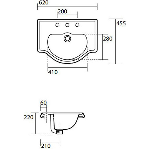 Раковина врезная на столешницу Kerasan Retro 60 см 103001*3 фото 3