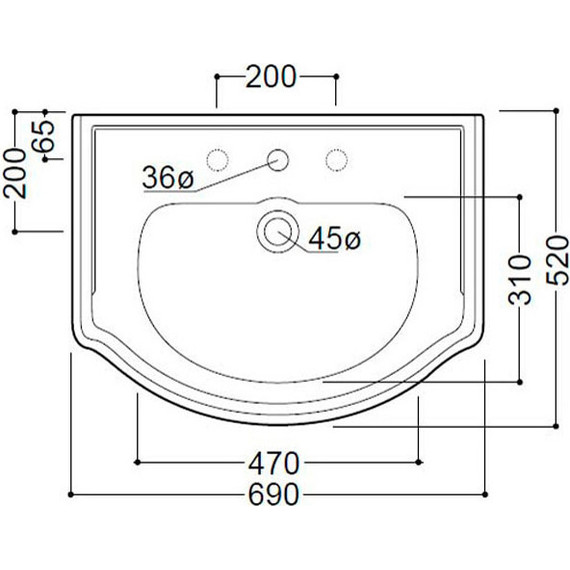 Раковина подвесная Kerasan Retro 70 см 104601*3 - 3 Раковина подвесная Kerasan Retro 70 см 104601*3 фото 3