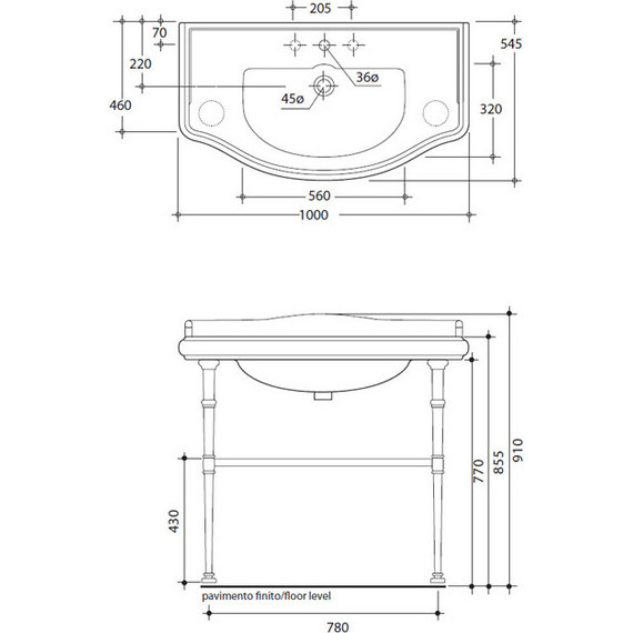 Раковина с консолью Kerasan Retro 100 см 105001*1 фото 11