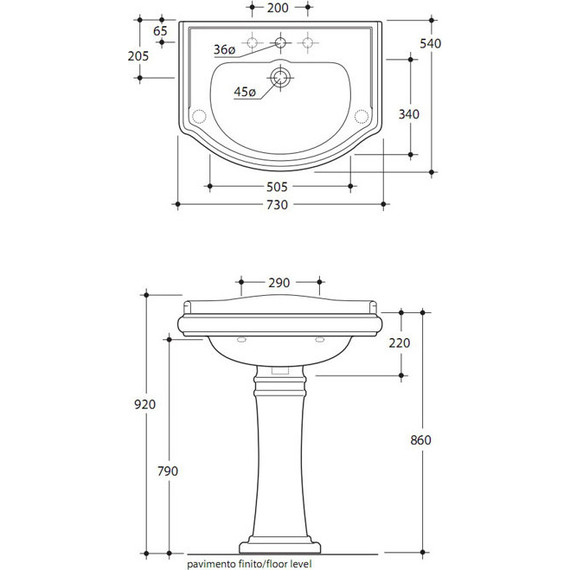 Раковина с пьедесталом Kerasan Retro 75 см 104701*1 - 6 Раковина с пьедесталом Kerasan Retro 75 см 104701*1 фото 6