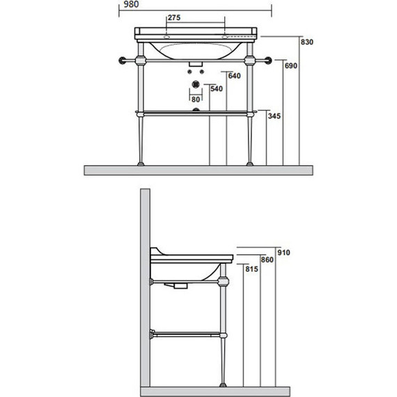 Раковина с консолью Kerasan Waldorf 80 см 4141K1bi/cr*1 фото 7