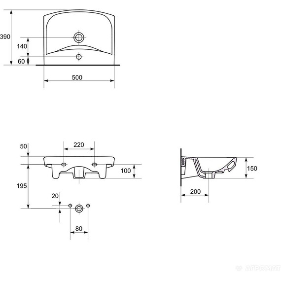 Раковина подвесная Cersanit Carina 50 см UM-CAR50/1 - 7 Раковина подвесная Cersanit Carina 50 см UM-CAR50/1 фото 7