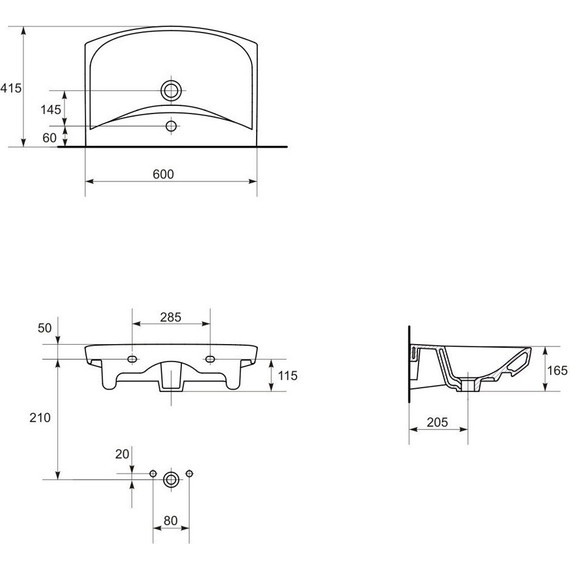 Раковина подвесная Cersanit Carina 60 см UM-CAR60/1 - 7 Раковина подвесная Cersanit Carina 60 см UM-CAR60/1 фото 7