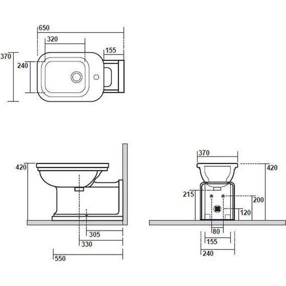 Биде напольное Kerasan Waldorf Prolungato 4120K1bi/cr*1 фото 7