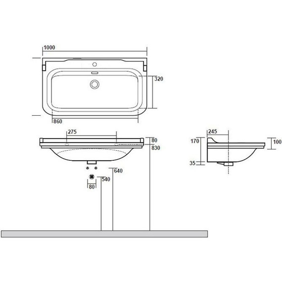 Раковина подвесная Kerasan Waldorf 100 см 4142K1bi/cr*1 фото 4