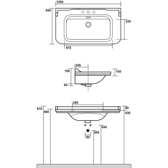 Раковина подвесная Kerasan Waldorf 120 см 4144K1bi/cr*1 - 6 Раковина подвесная Kerasan Waldorf 120 см 4144K1bi/cr*1 фото 6
