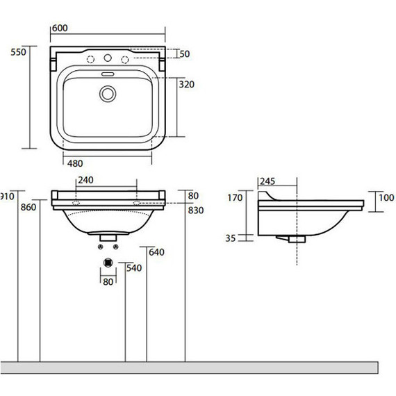 Раковина подвесная Kerasan Waldorf 60 см 4140K1bi/cr*1 фото 8
