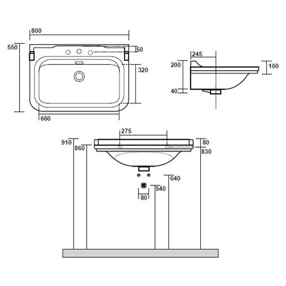 Раковина подвесная Kerasan Waldorf 80 см 4141K1bi/cr*1 фото 8