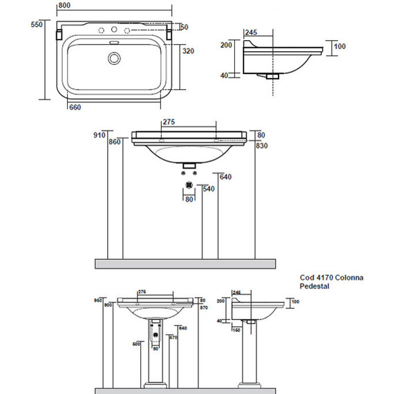 Раковина с пьедесталом Kerasan Waldorf 80 см 4141K1bi/cr*1 фото 4