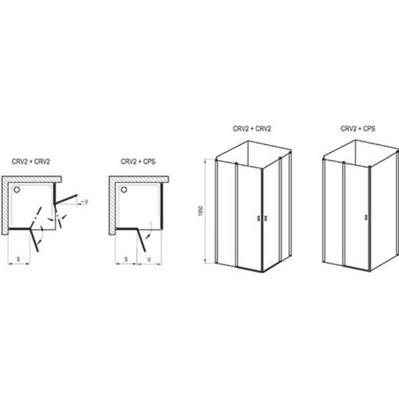 Душевое ограждение Ravak Chrome CRV2+CRV2 100 см 1QVA0100Z1 белый/прозрачное фото 4