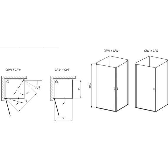 Душевое ограждение Ravak Chrome CRV1+CRV1 80 см 1QV40C01Z1 алюминий/прозрачное фото 5