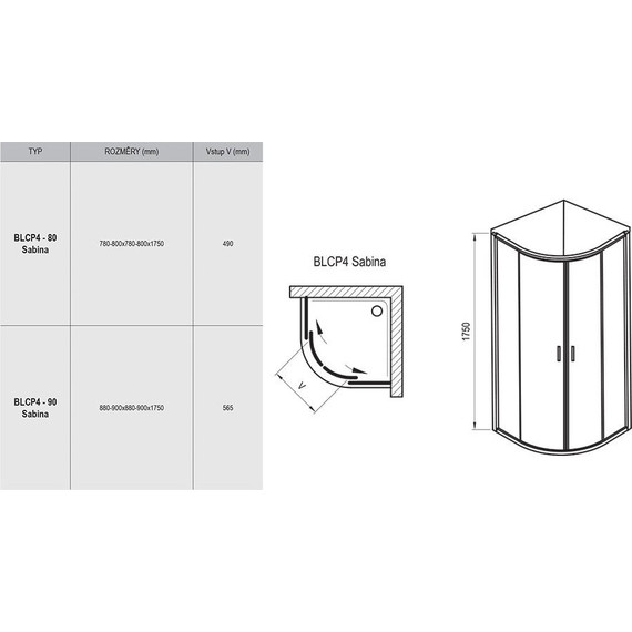 Душевое ограждение Ravak Blix BLCP4 Sabina 80 см 3B240U40Z1 сатин/прозрачное - 5 Душевое ограждение Ravak Blix BLCP4 Sabina 80 см 3B240U40Z1 сатин/прозрачное фото 5