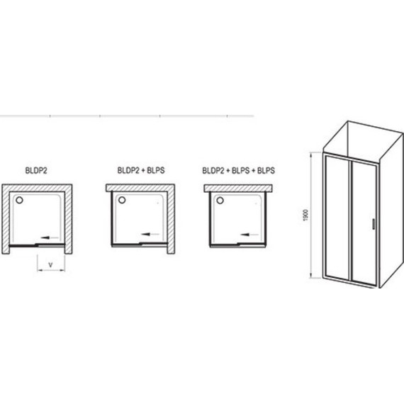 Душевое ограждение Ravak Blix BLDP2+BLPS 110х80 см, алюминий/прозрачное - 4 Душевое ограждение Ravak Blix BLDP2+BLPS 110х80 см, алюминий/прозрачное фото 4