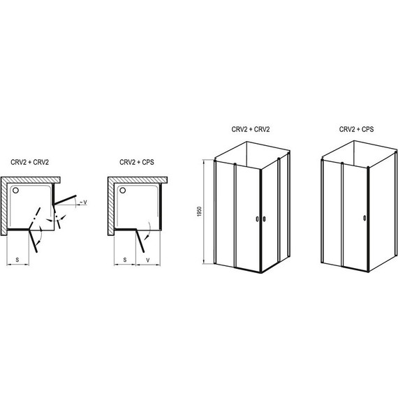Душевое ограждение Ravak Chrome CRV2+CPS 100 см, алюминий/прозрачное фото 5