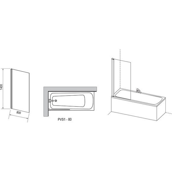 Шторка для ванны Ravak Pivot PVS1 80 см 79840U00Z1 сатин/прозрачное фото 3