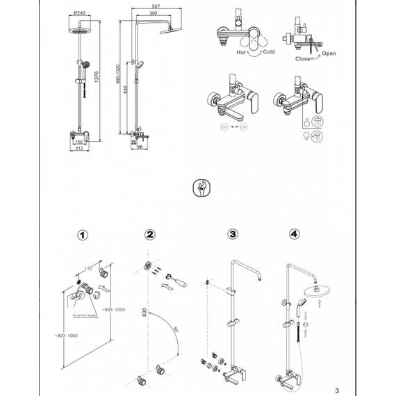 Душевая стойка BRAVAT OPAL F6125183CP-A3-RUS (d 245) - 6 Душевая стойка BRAVAT OPAL F6125183CP-A3-RUS (d 245) фото 6