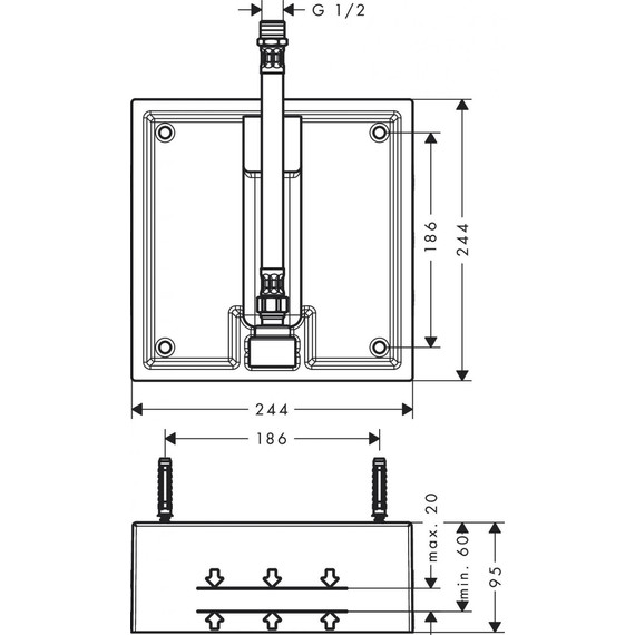 Скрытая часть для верхнего душа Hansgrohe Raindance 26471180 фото 2
