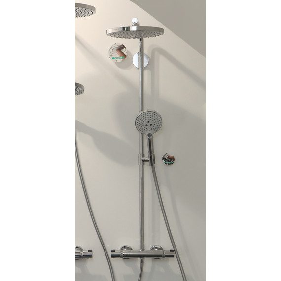 Душевая стойка с термостатом Hansgrohe Raindance Select S Showerpipe 240 2jet 27129400, белый/хром - 2 Душевая стойка с термостатом Hansgrohe Raindance Select S Showerpipe 240 2jet 27129400, белый/хром фото 2