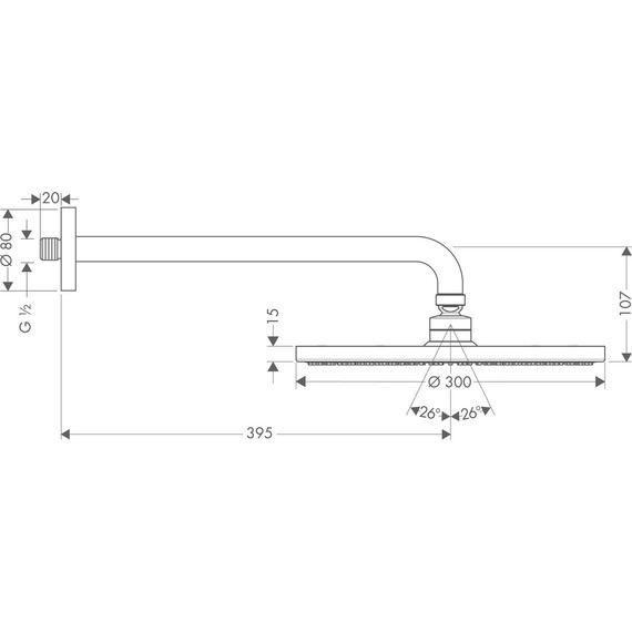 Верхний душ Hansgrohe Raindance S 300 1jet 27493000, латунь фото 2