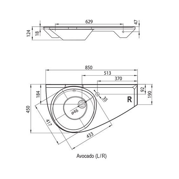 Умывальник Ravak Avocado 85 см XJ1L1100000 L - 6 Умывальник Ravak Avocado 85 см XJ1L1100000 L фото 6