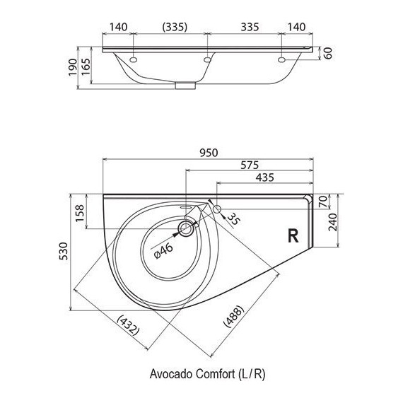 Умывальник Ravak Avocado Comfort 95 см XJ9P1100000 R - 6 Умывальник Ravak Avocado Comfort 95 см XJ9P1100000 R фото 6
