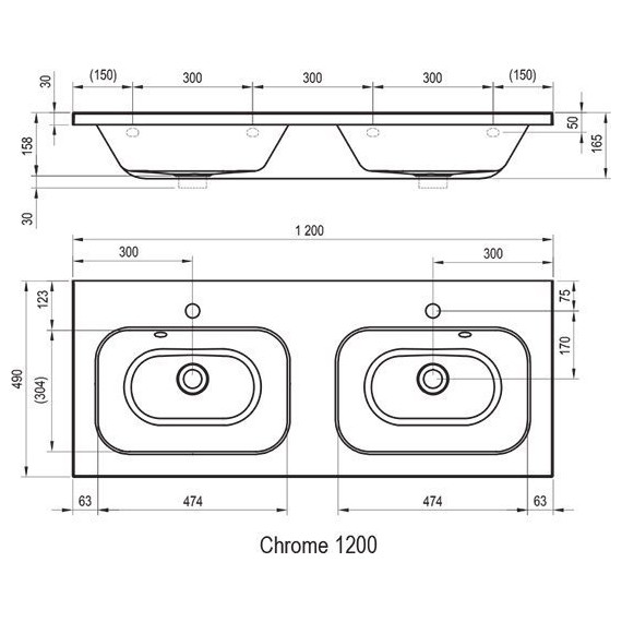 Умывальник Ravak Chrome 120 см XJG01112000 - 11 Умывальник Ravak Chrome 120 см XJG01112000 фото 11