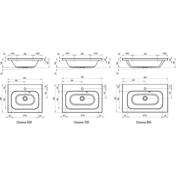 Умывальник Ravak Chrome 80 см XJG01180000 фото 5