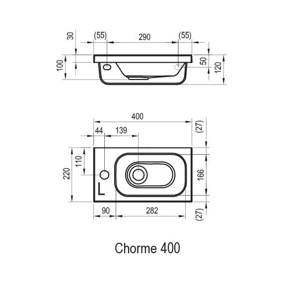Умывальник Ravak Chrome 40 см XJGL1100000 L - 7 Умывальник Ravak Chrome 40 см XJGL1100000 L фото 7