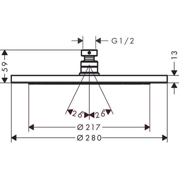 Верхний душ Hansgrohe Croma 280 1jet 26220000, латунь фото 2