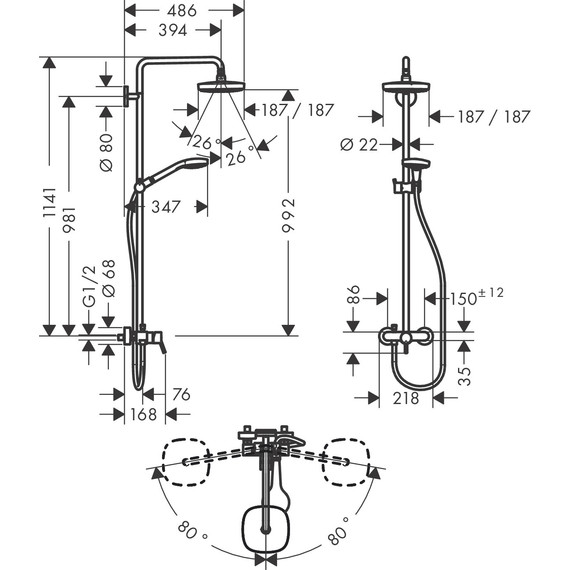 Душевая стойка Hansgrohe Croma Select E Showerpipe 180 2jet 27258400, белый/хром - 5 Душевая стойка Hansgrohe Croma Select E Showerpipe 180 2jet 27258400, белый/хром фото 5