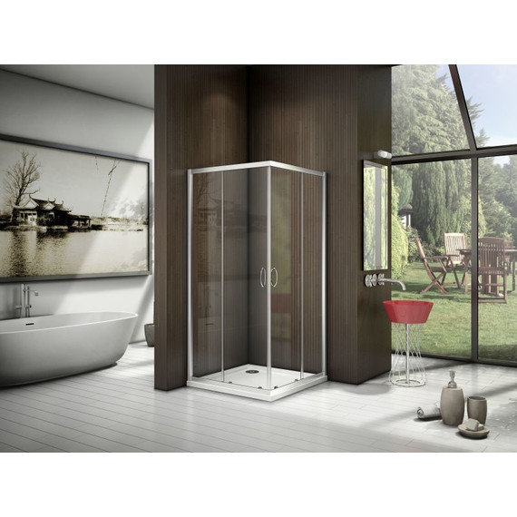 Душевое ограждение Bas Latte CR-90-C-WE 90х90 см, алюминий/прозрачное - 2 Душевое ограждение Bas Latte CR-90-C-WE 90х90 см, алюминий/прозрачное фото 2