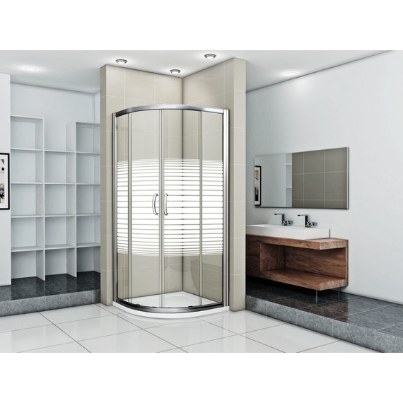 Душевое ограждение Bas Infinity R-100-W-CH 100х100 см, хром/узор - 2 Душевое ограждение Bas Infinity R-100-W-CH 100х100 см, хром/узор фото 2