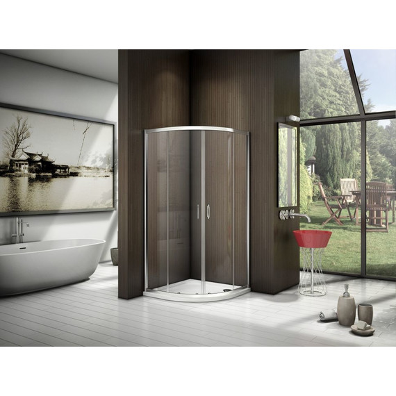 Душевое ограждение Bas Latte R-80-C-WE 80х80 см, алюминий/прозрачное - 2 Душевое ограждение Bas Latte R-80-C-WE 80х80 см, алюминий/прозрачное фото 2