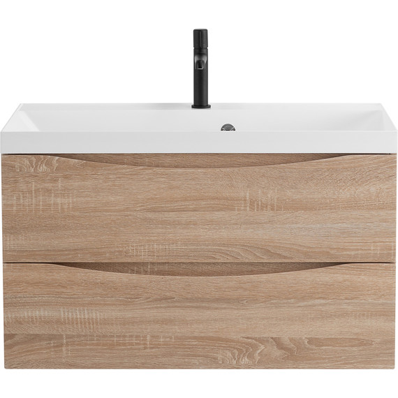 Тумба подвесная с раковиной BelBagno MARINO-800-2C-SO-WO-P 80 см, Rovere Bianco фото 
