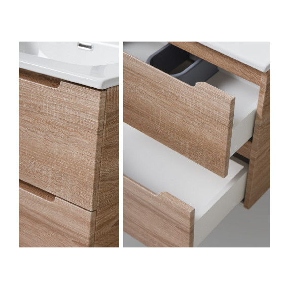 Тумба подвесная с раковиной BelBagno ETNA-600-2C-SO-WO-P 60 см, Rovere Bianco, Цвет фасада: Rovere Bianco фото 4