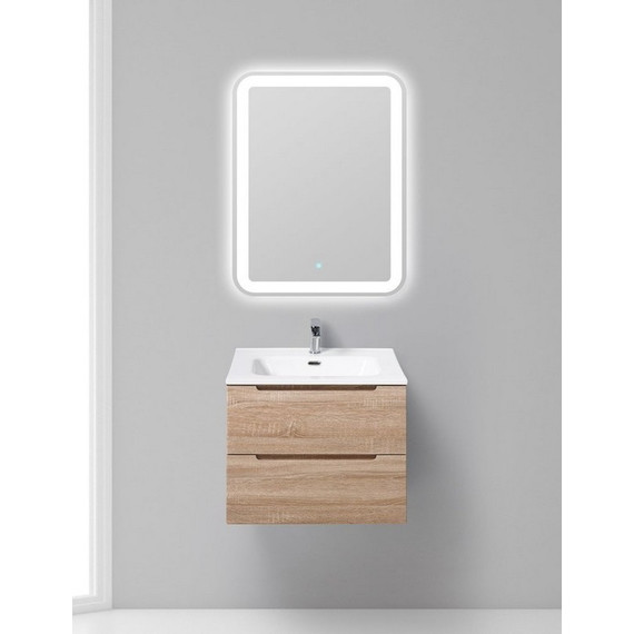 Тумба подвесная с раковиной BelBagno ETNA-600-2C-SO-WO-P 60 см, Rovere Bianco, Цвет фасада: Rovere Bianco фото 2