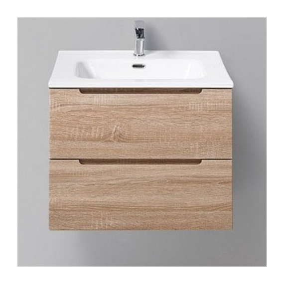 Тумба подвесная с раковиной BelBagno ETNA-600-2C-SO-WO-P 60 см, Rovere Bianco, Цвет фасада: Rovere Bianco фото 